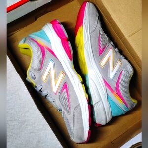 New Balance Sneakers in Gray, Pink, and Yellow